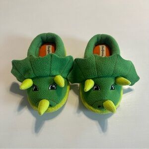 Dearfoams 7-8 Toddler Slippers Slip On Green Dinosaur House Shoes for Kids